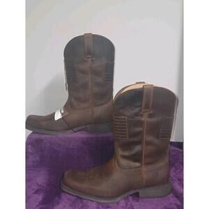 Ariat Men's Rambler Patriot Western Boots With Embossed US Flag Size 12EE